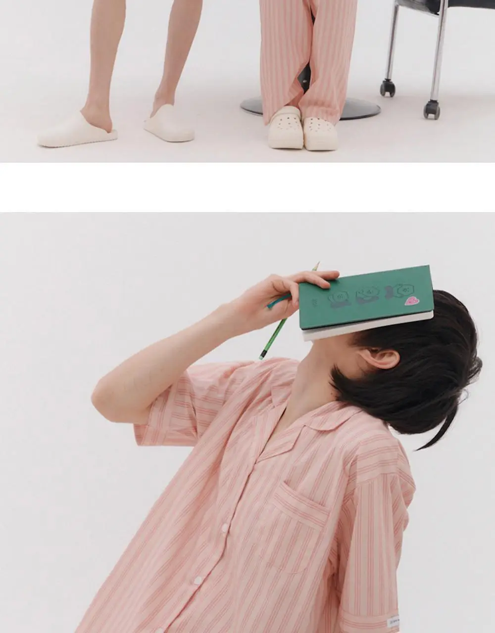 [곽민경 PICK] 오프아워 타이드리듬 글로시피치 반팔 잠옷 세트 (M / L / XL) 상세페이지 10